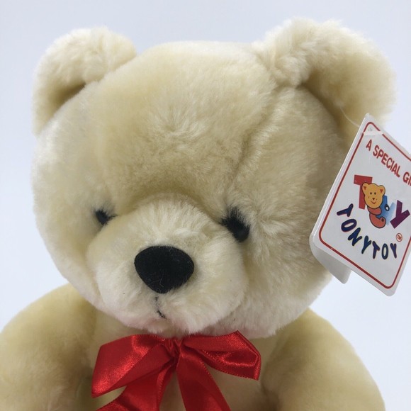 Tonytoy Puli Teddy Bear Plush Stuffed Animal Light Yellow Cream Red Bow 10" TAG - Picture 5 of 12